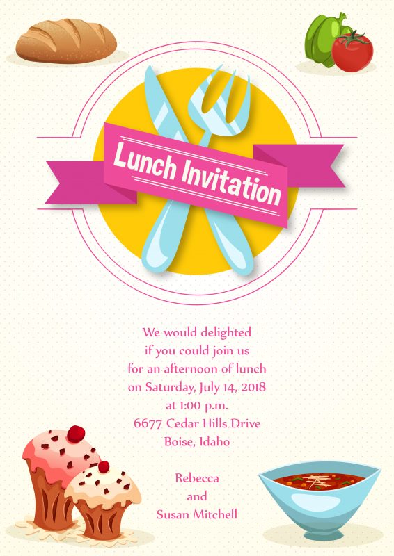 Amazing Invitation Vector: Lunch Invitation Vector Invitation Template ...