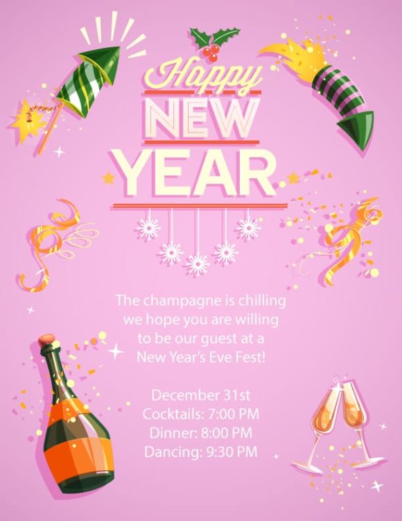 Vector, Template, Free, New-year Vector Artwork Free New Year Vector Invitation Template 1