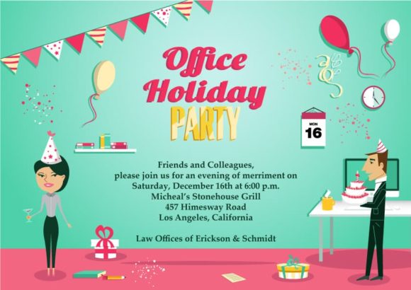 Office, Vector, Party Eps Vector Office Party Vector Invitation Template 1