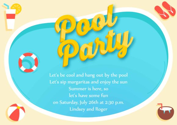 Template Vector Art Pool Party Vector Invitation Template 1