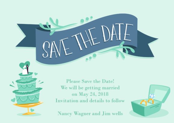 Buy Date Vector Image: Save The Date Vector Image Invitation Template 1