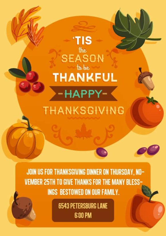 Thanksgiving, Thanksgiving Vector Thanksgiving Vector Invitation Template 1