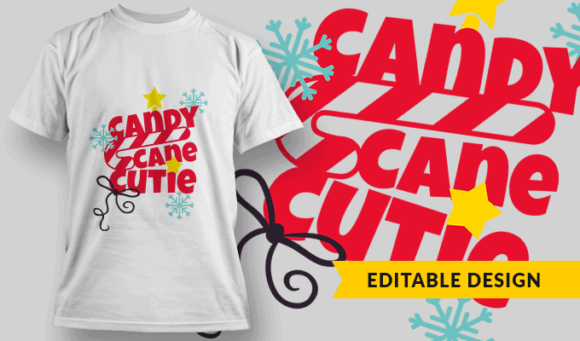 Candy Cane Cutie - Editable T-shirt Design Template 2254 1