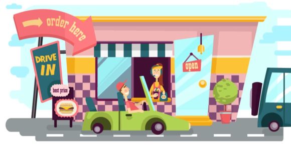 Drive-In Illustrated Flat Vector Set