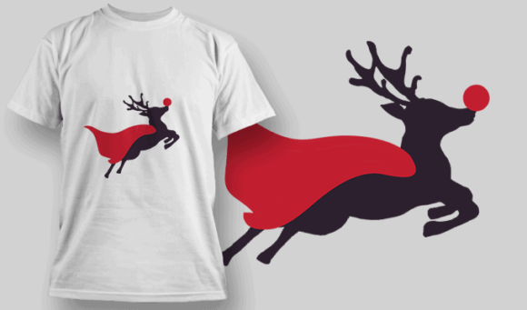 Flying Rudolph - Editable T-shirt Design Template 2256 1