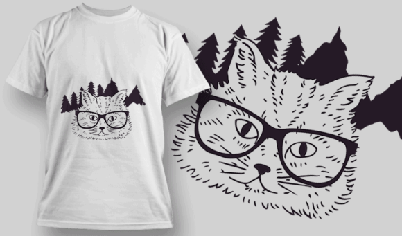 Hipster Cat - Editable T-shirt Design Template 2262 1