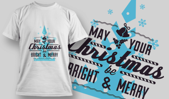 May Your Xmas Be Bright And Merry - Editable T-shirt Design Template 2268 1