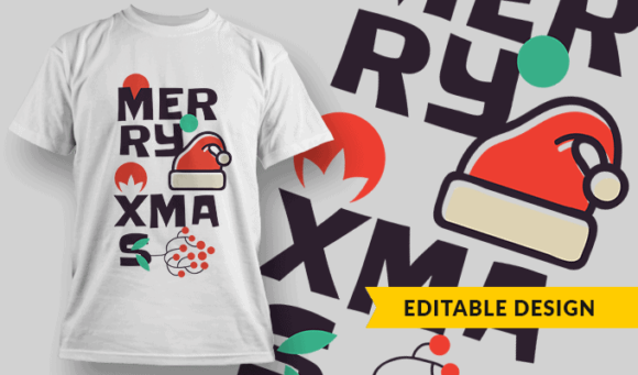 Merry Xmas - Editable T-shirt Design Template 2242 1
