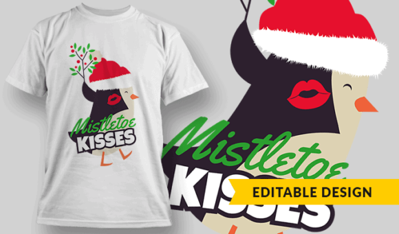 Mistletoe Kisses - Editable T-shirt Design Template 2241 1
