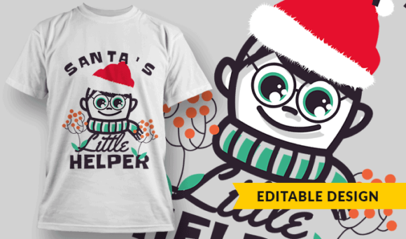 Santa's Little Helper (boy) - Editable T-shirt Design Template 2238 1