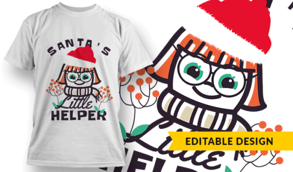 Santa's Little Helper (girl) | Editable T-shirt Design Template 2239 1