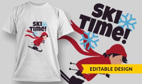 Ski Time - Editable T-shirt Design Template 2276 1