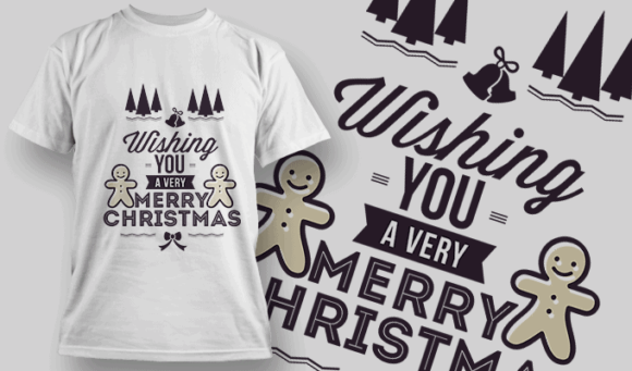 Wishing You A Very Merry Christmas - Editable T-shirt Design Template 2233 1
