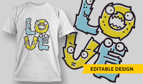 LOVE - Editable T-shirt Design Template 2395 1