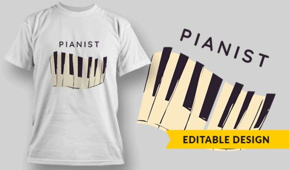 Pianist - Editable T-shirt Design Template 2295 1