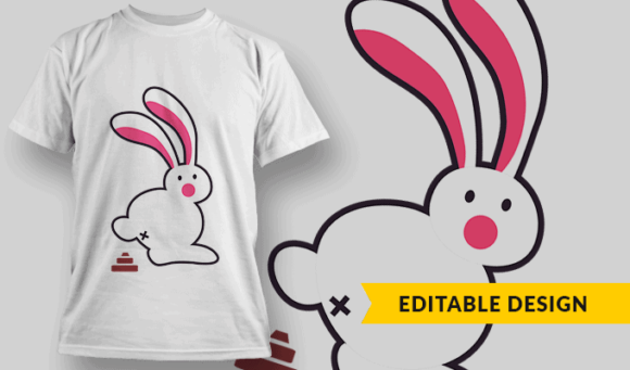 Popping Rabbit - Editable T-shirt Design Template 2338 1