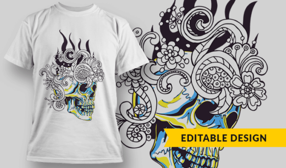 Ornate Skull - Editable T-shirt Design Template 2340 1