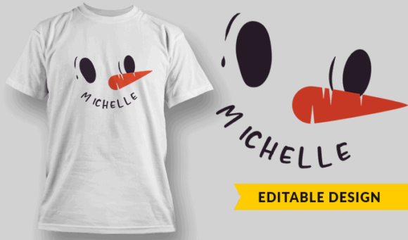 Snowman + Name Placeholder - Editable T-shirt Design Template 2382 1