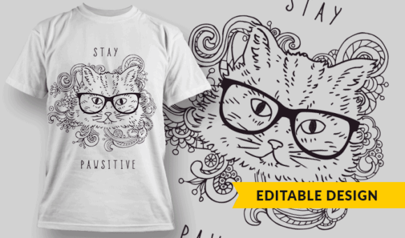 Stay Pawsitive - Editable T-shirt Design Template 2320 1