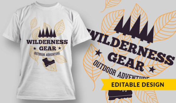 Wilderness Gear Outdoor Adventure - Editable T-shirt Design Template 2301 1