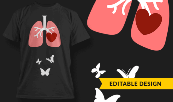 Butterflies in Stomach - Editable T-shirt Design Template 2402 1