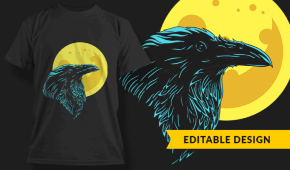Crow Moon - Editable T-shirt Design Template 2403 1