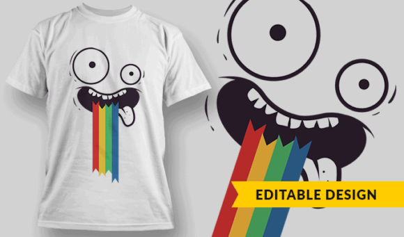 Puke Rainbows - Editable T-shirt Design Template 2440 1