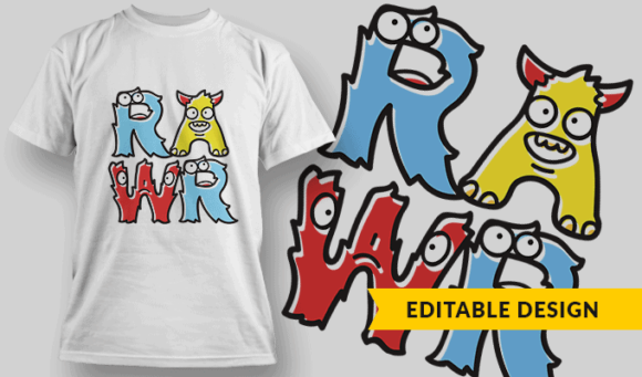 RAWR! - Editable T-shirt Design Template 2441 1