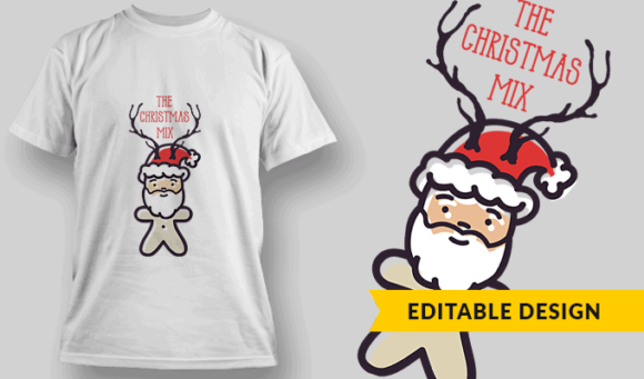 The Christmas Mix - Editable T-shirt Design Template 2421 1