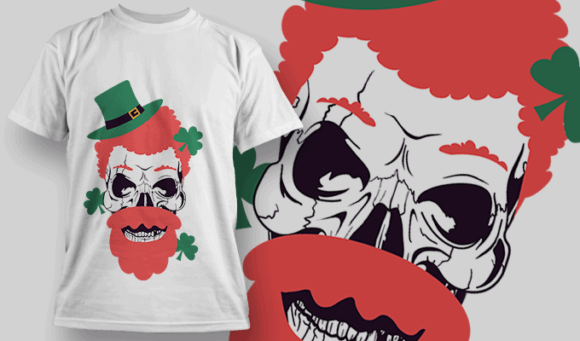 Badass Irish Skull - Editable T-shirt Design Template 2498 1
