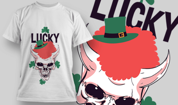 Lucky Irish Skull - Editable T-shirt Design Template 2504 1