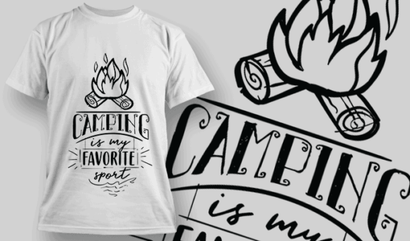 Camping Is My Favorite Sport - T-shirt Design Template 2586 1