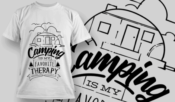 Camping Is My Favorite Therapy | T-shirt Design Template 2606