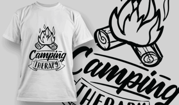 Camping Therapy - T-shirt Design Template 2587 1