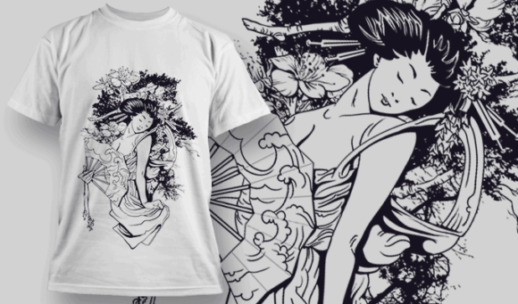 Geisha | T-shirt Design Template 2574