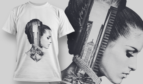 Double Exposure City - T-shirt Design Template 2717 1