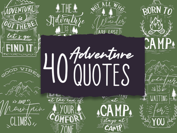 40x Adventure Quotes With Decorations