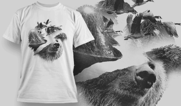 Bear Double Exposure - T-shirt Design Template 2700 1