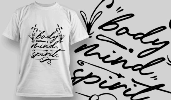 Body, Mind, Spirit - T-shirt Design Template 2695 1