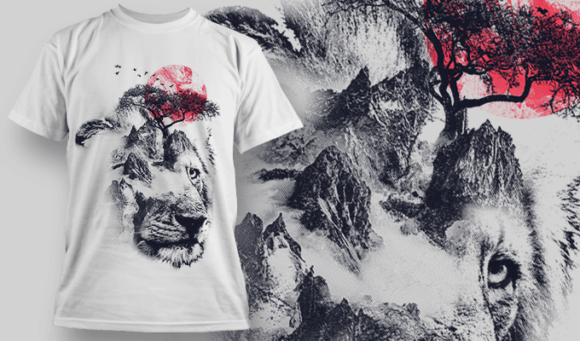 Lion Double Exposure Free T-shirt Design Template 2706 1