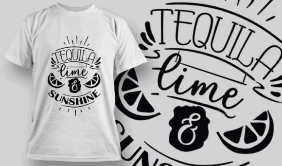 Tequila, Lime and Sunshine | T-shirt Design Template 2625