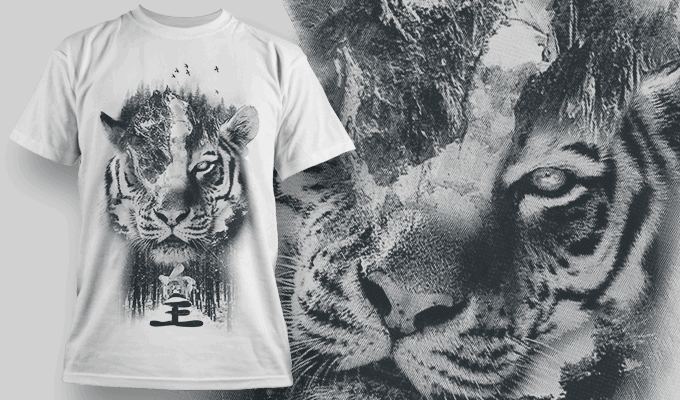 Tiger Double Exposure - T-shirt Design Template 2708 - Designious