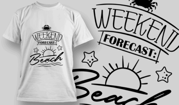Weekend forecast: Beach | T-shirt Design Template 2621