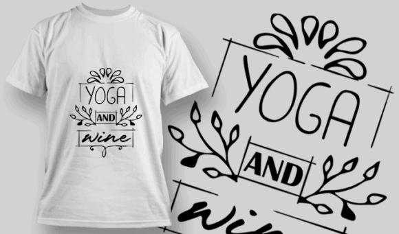 Yoga And Wine | T-shirt Design Template 2664