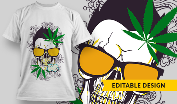 Skull With Glasses Smoking Weed | T-shirt Design Template 2760