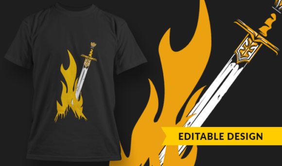 Bonfire Sword - T-shirt Design Template 2795 1