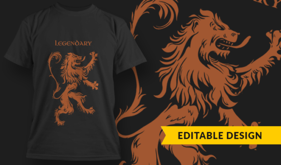 Legendary Heraldic Lion - T-shirt Design Template 2786 1