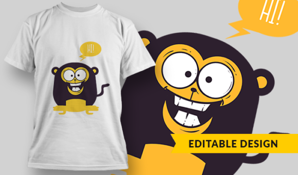 Baby Monkey - T-shirt Design Template 2856 1