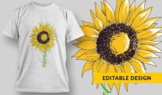 Sunflower With Name Placeholder | T-shirt Design Template 2867