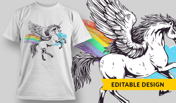 Unicorn - T-shirt Design Template 2813 1